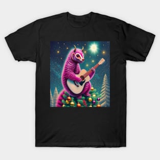 Christmas tree demon Pangolin playing guitar T-Shirt